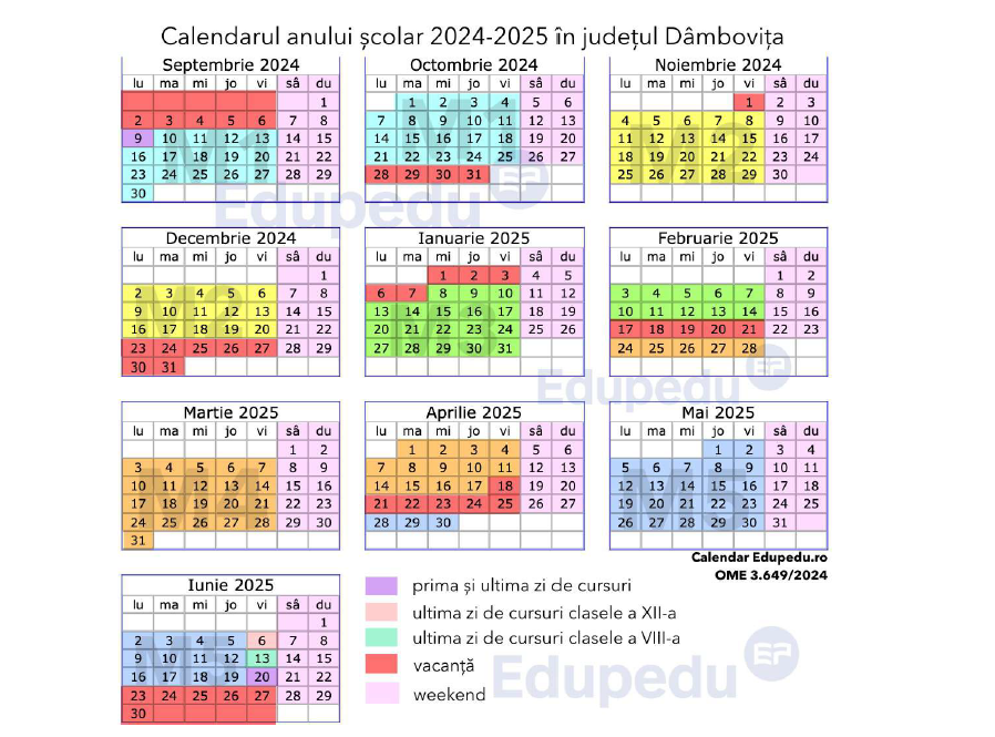 Calendar scolar